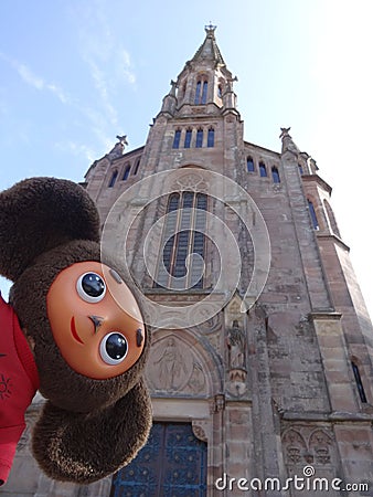 Trips through Spain with Cheburashka Editorial Stock Photo